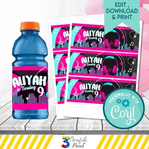 Musical GATORADE bottle Label printable, musical gatorade  Label , musical Birthday, dance gatorade Label ,  custom gatorade bottle Label
