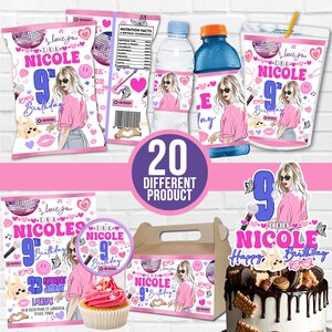 T Swift Birthday Party Pack: Decorations, Favors (Digital)