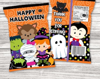 Halloween Chip Bag Printable: Trick or Treat Party Favor (Digital File)