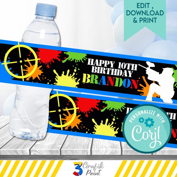 Editable Paintball Water Label Template Paintball Water Etsy