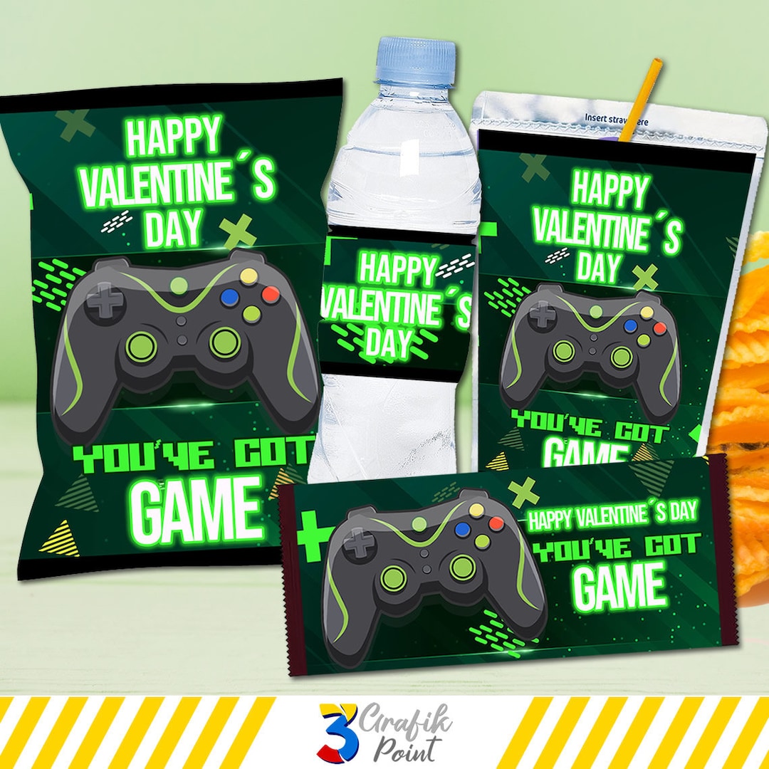 Gamer Valentine's Day Treat Wrappers: Chip Bag, Candy Wrapper (PDF) - Etsy