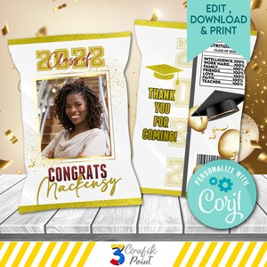 EDITABLE CLASS 2023 Graduation Chip Bag,  Class of 2023 Chip Bag,   Congratulations  Chip Bag
