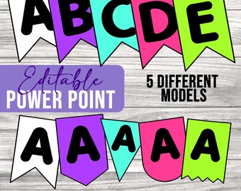 Editable Banner Template: Printable Alphabet Pennant Banner (PowerPoint)