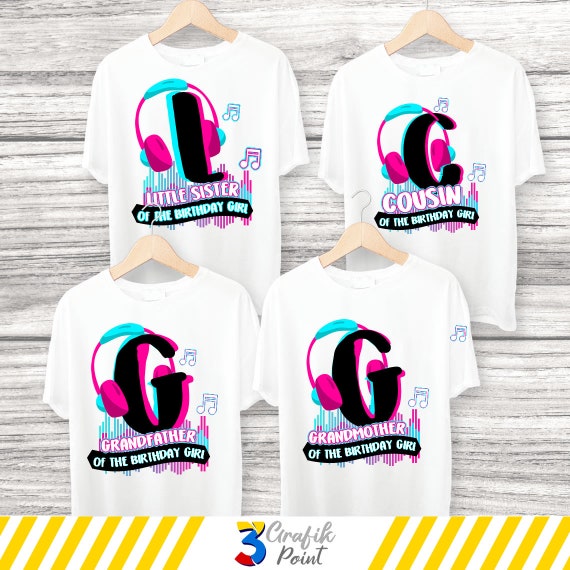 Muzikale verjaardag meisje strijken op afbeeldingen partij T shirt set van overdracht afbeeldingen T shirt party supply aangepaste ijzer op transfer Etsy Nederland