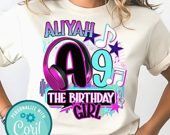 Musical Birthday Girl Iron-On Transfers - Party T-Shirt Set & Supplies - Headphones