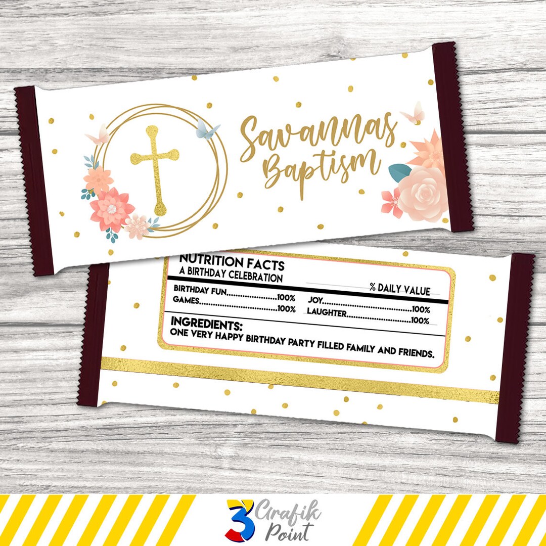 Baptism Candy Bar Wrappers Printable, Baptism Hershey Bar, Baptism ...