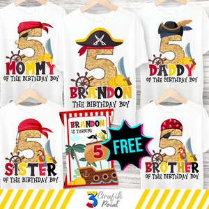 Paquete de camiseta de transferencia de hierro pirata editable, camiseta de cumpleaños pirata, mapa del tesoro, cumpleaños de niños pirata, camiseta de fiesta pirata digital