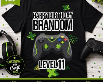 Gamer Birthday Iron On Transfer, Level Up T-Shirt Design (Digital Download)