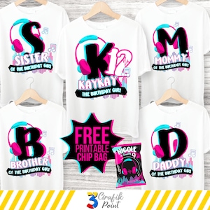 Musikalisches Geburtstagsmädchen Bügelbilder, Party T-Shirt, Set Transferbilder, T-Shirt, Party-Lieferung, Custom Iron On Transfer