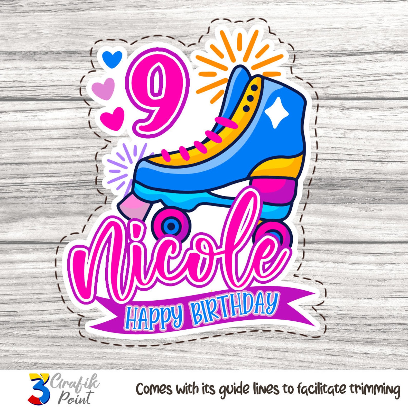 Roller skate cake topper printable roller skate cake topper Etsy