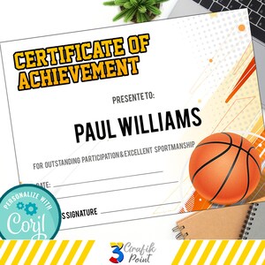 Editable Basketball Award Certificate: End of Season (Digital Download)