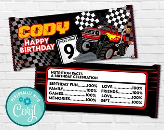 Monster Truck Birthday Candy Wrapper: Monster Jam Party (Digital Download)