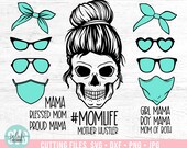 Layered Mom Skull svg Bundle, Messy bun skull svg, Mom life SVG, Momlife skull Svg, Mask Skeleton, Svg Files For Cricut, silhouette cameo