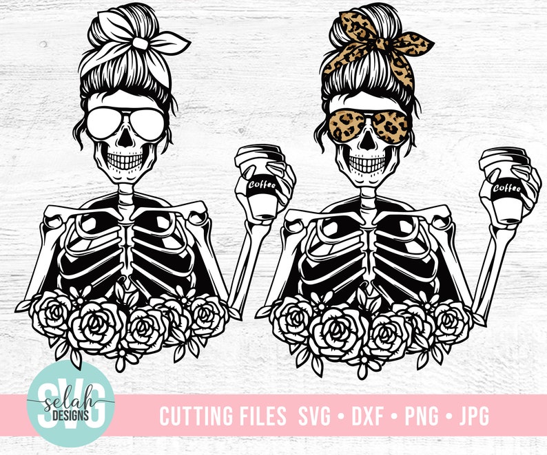 Download Mom Skull Skeleton svg Messy bun skull svg Mom life SVG | Etsy