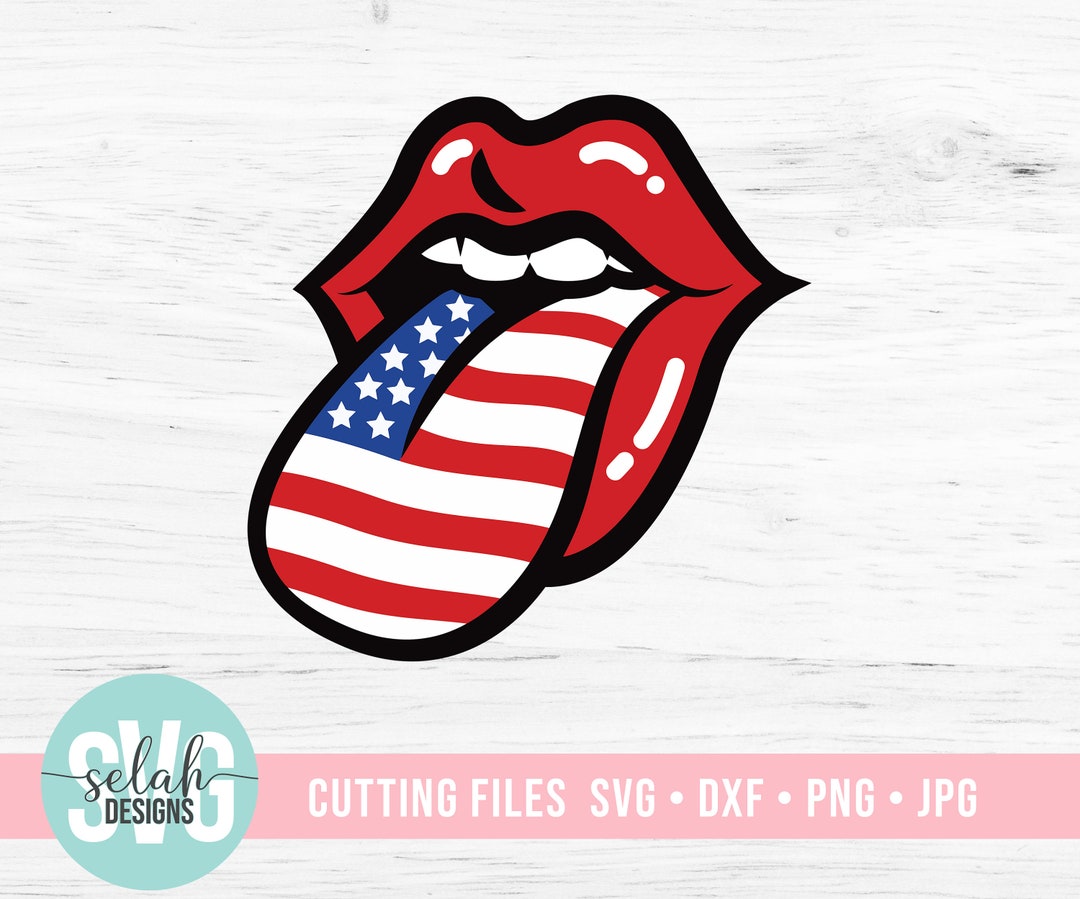 Lips and Tongue SVG USA Flag Tongue Svg Patriotic Stars and - Etsy