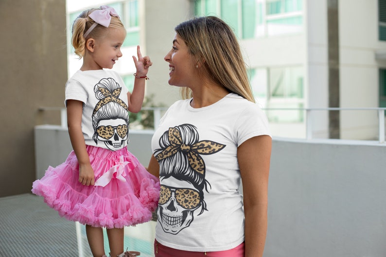 Download Mom and Daughter Skull svg Messy bun skull svg Momster ...