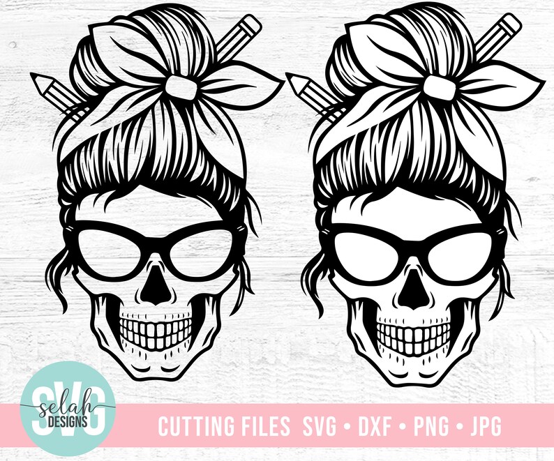 Download Teacher Mom Skull svg Messy bun skull svg Mom life SVG | Etsy