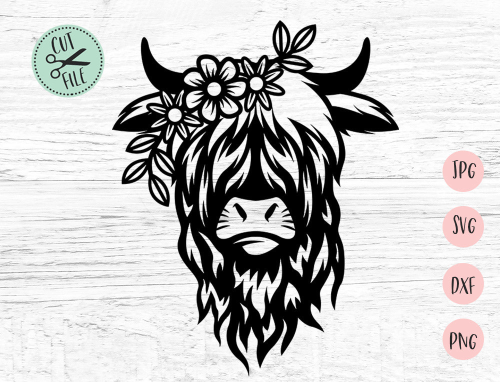 Highland Cow Svg Highland Heifer Svg Imagen De Vaca Vaquero Etsy