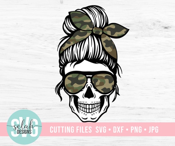 Download Camo Mom Skull svg Messy bun skull svg Mom life SVG Momlife | Etsy