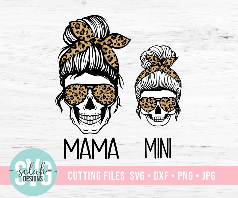 Download Mom and Daughter Skull svg Messy bun skull svg Momster ...