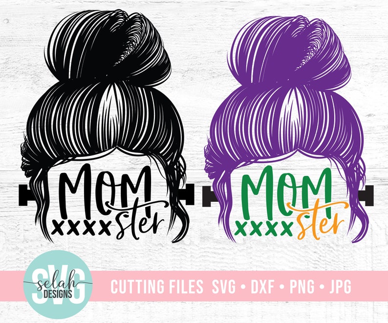 Download Messy Bun Momster SVG hair bun svg Girl with lashes svg ...