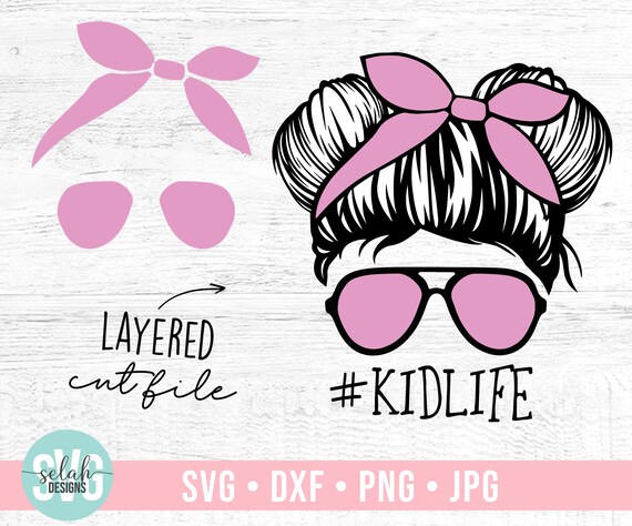 Download Layered Daughter Skull Svg Messy Bun Svg Skull Svg Little ...