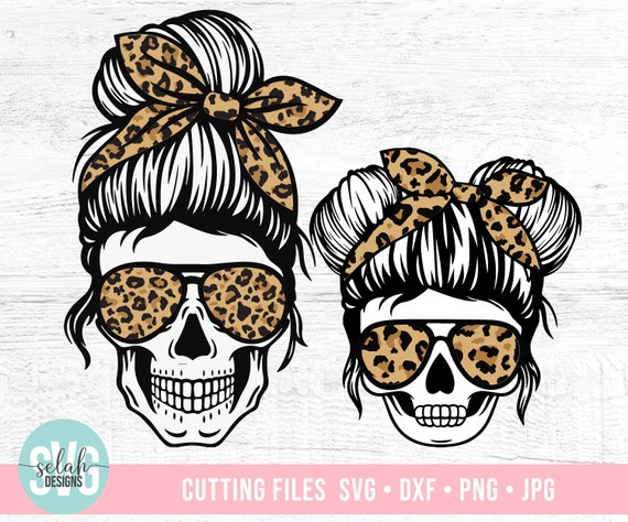 Download Mom and Daughter Skull svg Messy bun skull svg Momster ...