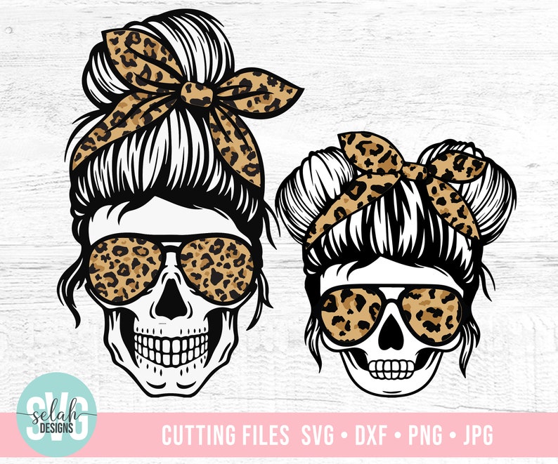 Download Mom and Daughter Skull svg Messy bun skull svg Momster life | Etsy