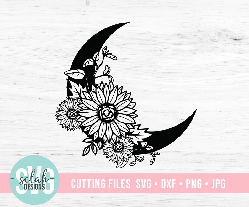 Download Moon Floral svg Sunflower SVG Moon svg Floral Border svg | Etsy