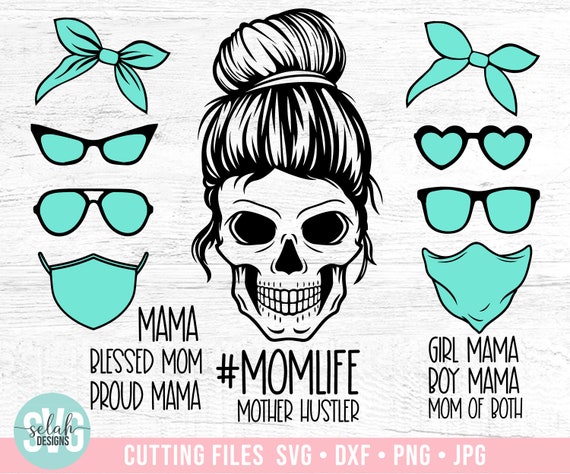 Download Layered Mom Skull Svg Bundle Messy Bun Skull Svg Mom Life Etsy