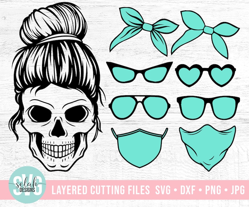 Download Layered Mom Skull svg Bundle Messy bun skull svg Mom life ...