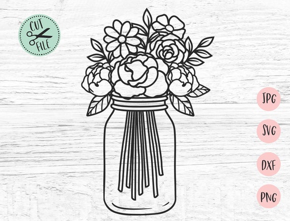 Download Mason Jar Svg Floral Svg Mason Jar Clipart Mason Jar Cut Etsy