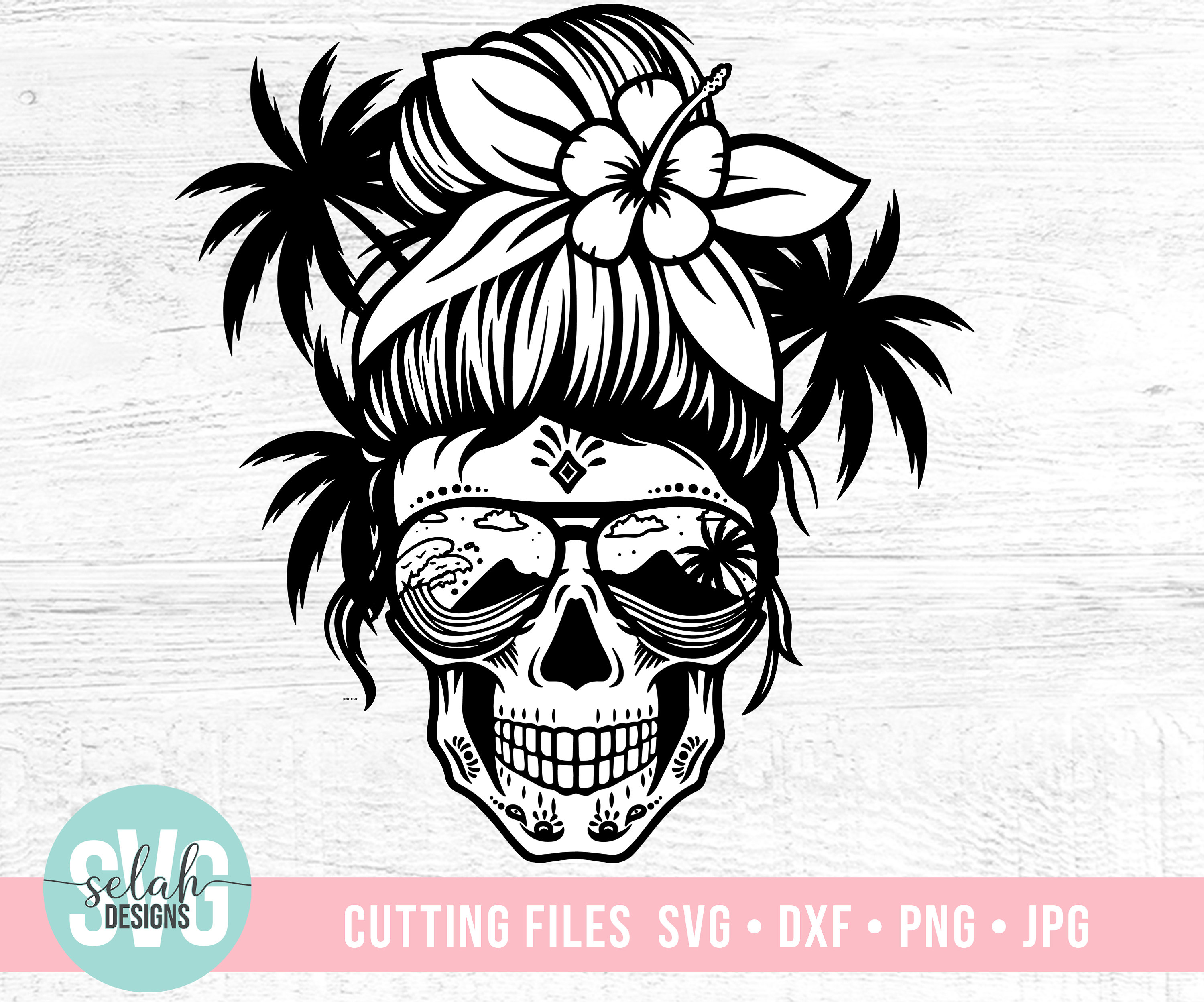 Download Beach Mom Skull Svg Messy Bun Skull Svg Mom Life Svg Etsy