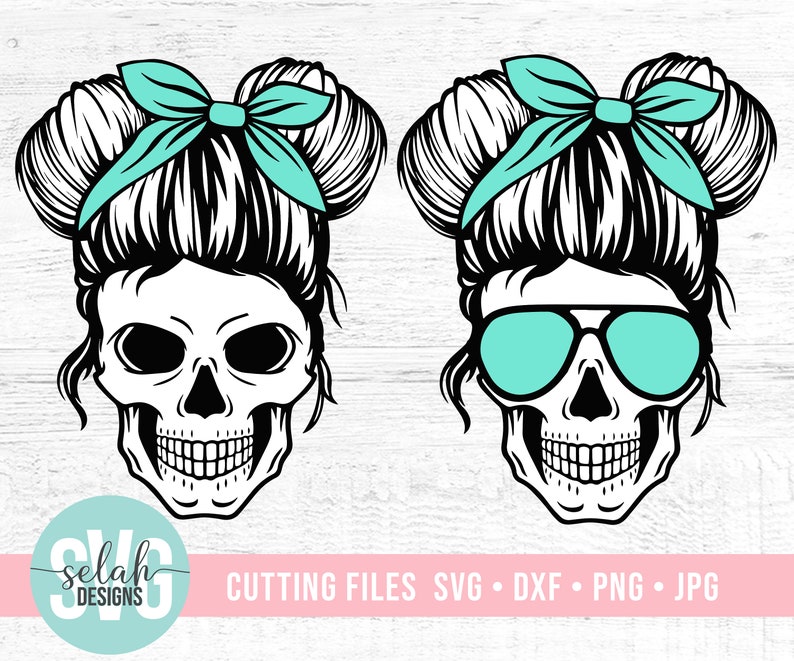 Download Layered Mom Skull svg Messy bun skull svg afro girl Mom ...