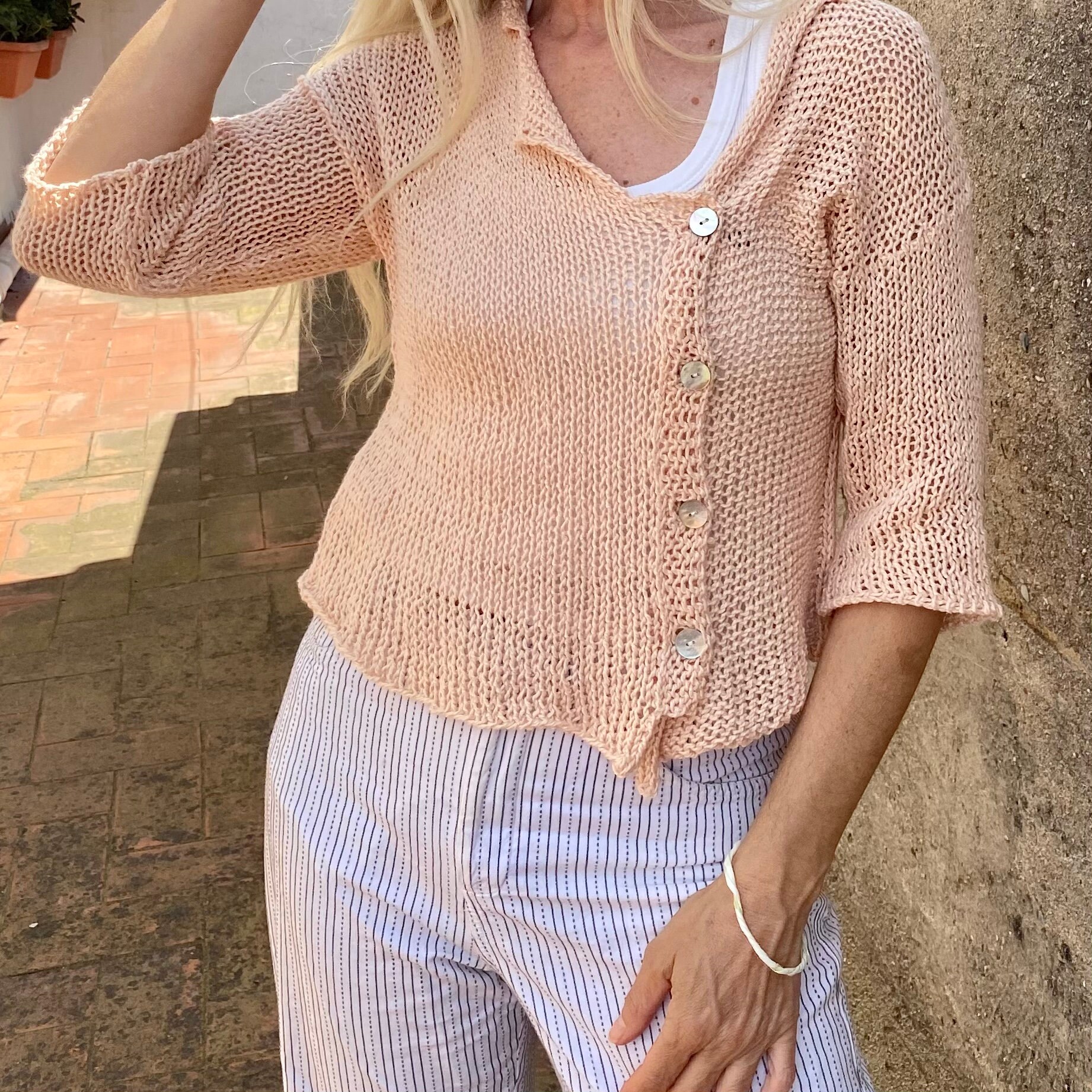 Asymmetrical Pale Coral Summer Jacket 