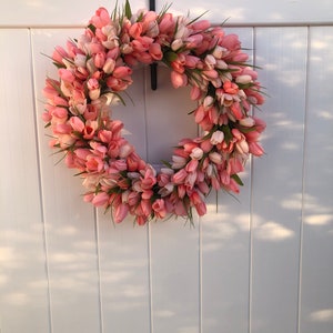 Spring, Tulip, Salmon Color, Wreath, Home Decor, Easter, Mother's Day Gift