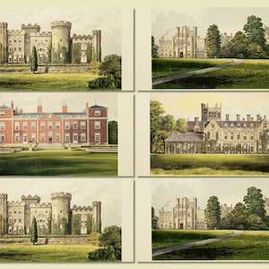 British Castles,Great Britain,Ireland,Download,232 Plates,colored,Castle,Blenheim,Warwick,Windsor,PDF,JPG,Scrapbooking,Junk Journal Pages