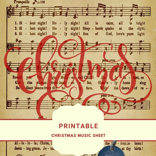 Silent Night Printable Vintage Christmas Hymn Carol Sheet - Etsy