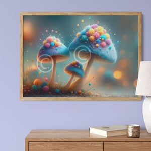 verträumte Pilze | AI-Kunst | Natur | Wandkunst | 2 Postergrößen | Wald | Herunterladen