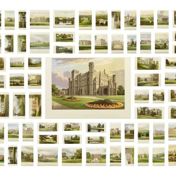 British Castles,Great Britain,Ireland,Download,232 Plates,colored,Castle,Blenheim,Warwick,Windsor,PDF,JPG,Scrapbooking,Junk Journal Pages