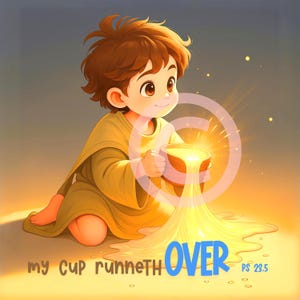 My Cup Runneth Over Psalm 23:5 – Christian Kids Room Wall Art | Bible Verse Printable | Faith Nursery Decor | Encouraging Gift for Children