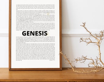 Genesis,Mose,Bibel,deutsch,Schöpfung,Torah,Typographie,christlich,Segen,Bereshit,Bibelvers,