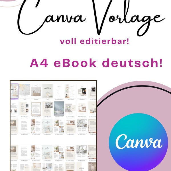 ebook Canva Vorlage deutsch voll editierbar A3 Buch Seiten Vorlagen Template