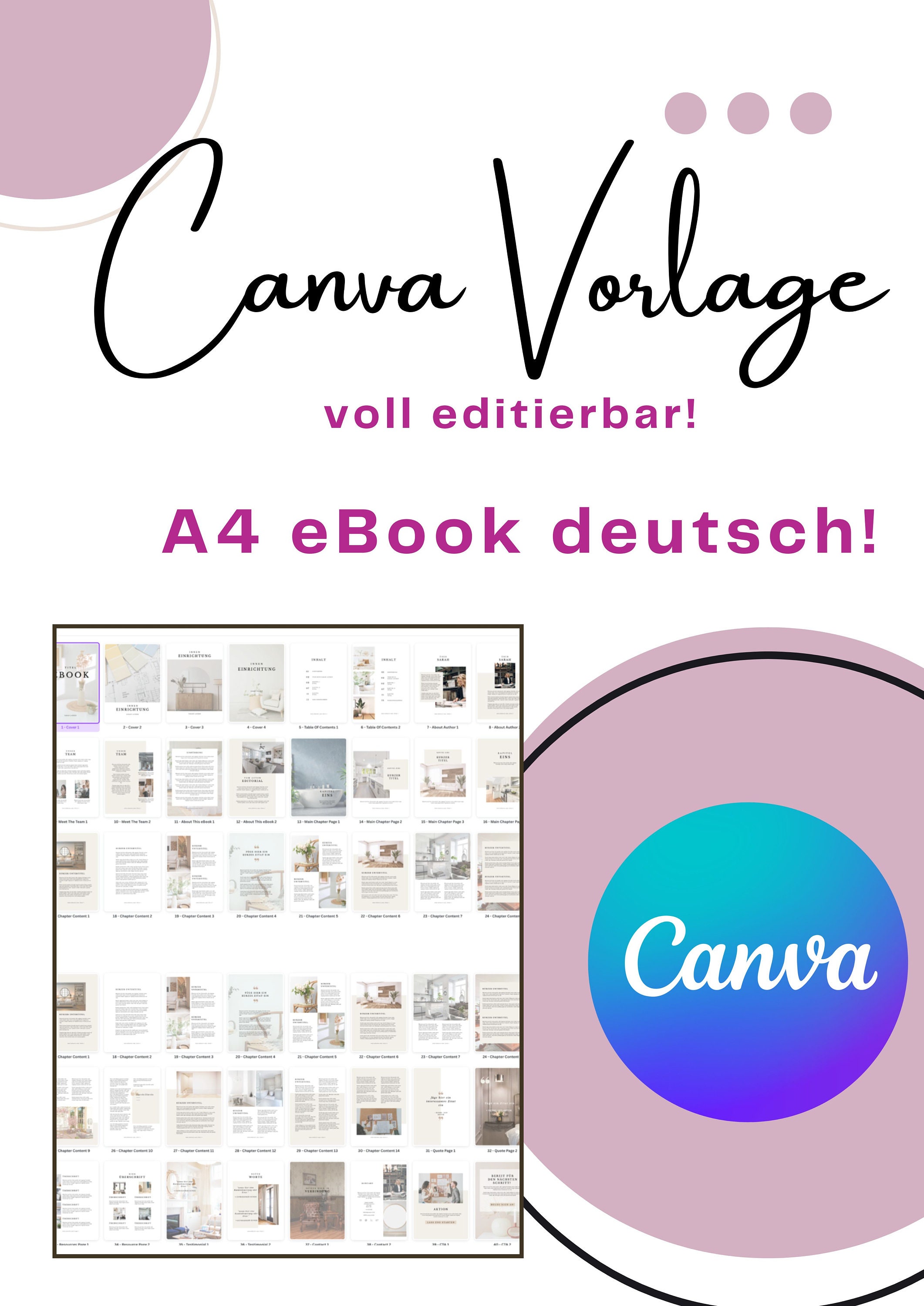 Ebook Canva Vorlage deutsch voll editierbar A3 Buch Seiten Vorlagen Template Etsy.de