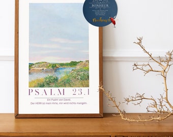 Psalm 23.1 Floral Christian Art Print, A4 (JPG & PDF)