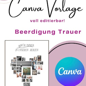 Trauer Beerdigung Canvavorlage deutsch 写真コラージュ Canvavorlage voll editierbar A3