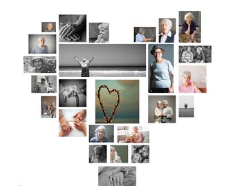 Funeral Heart Photo Collage Template: Canva Editable (Digital Download)