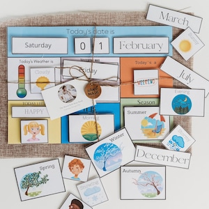 Perpetual calendar, Toddler Calendar, Montessori Inspired Calendar, Montessori Gift for Kids, Homeschooling planner, Home schooling decor