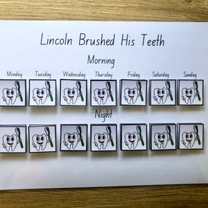 Toothbrushing Reward Chart, Self care, Reward Chart For Kids, Learning aid, Visual Aid, Kids reward Chart, Brushing teeth chart