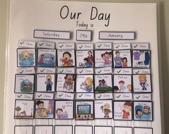 A2 Kids Visual Chore Chart with pictures, Morning routine checklist, Visual schedule Responsibility chart, Early intervention autism routine